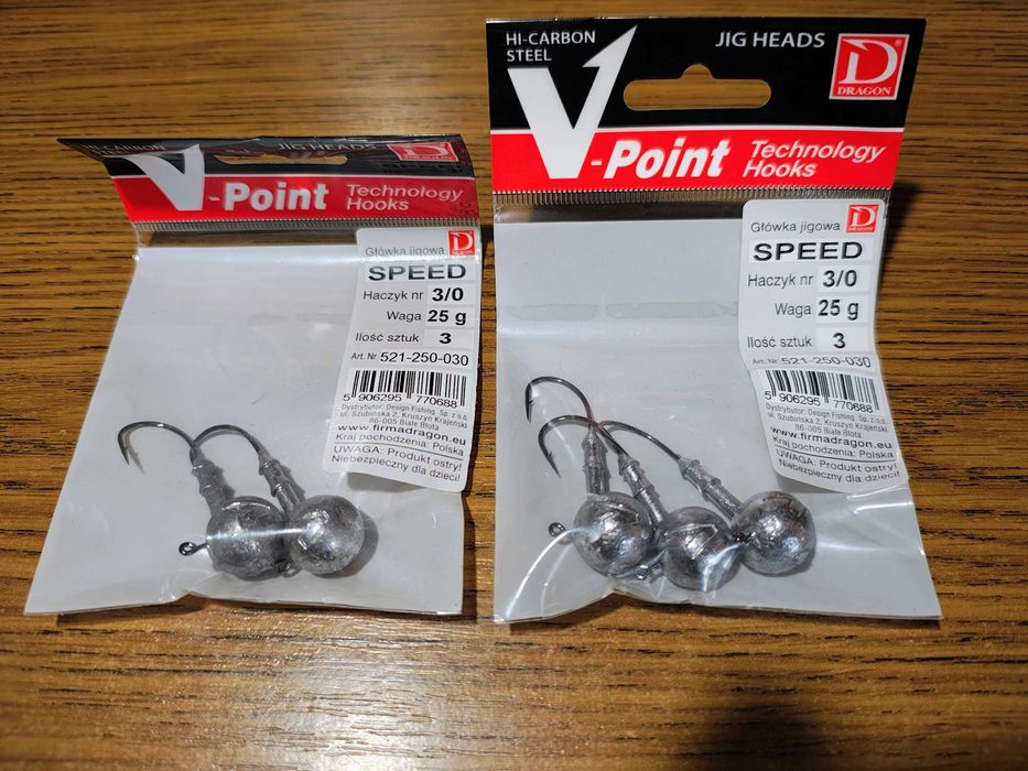 Zestaw główek jigowych Dragon V-Point Speed 3/0 - 25g - 5 sztuk