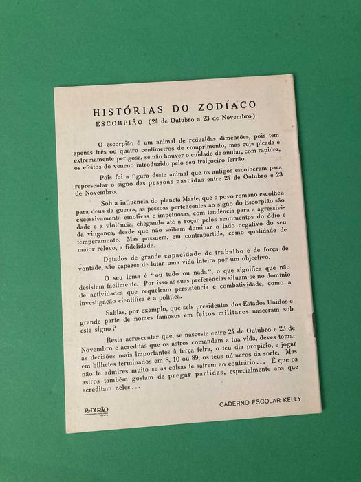 Caderno Escolar Signo Escorpião Anos 70/80 R. Durão