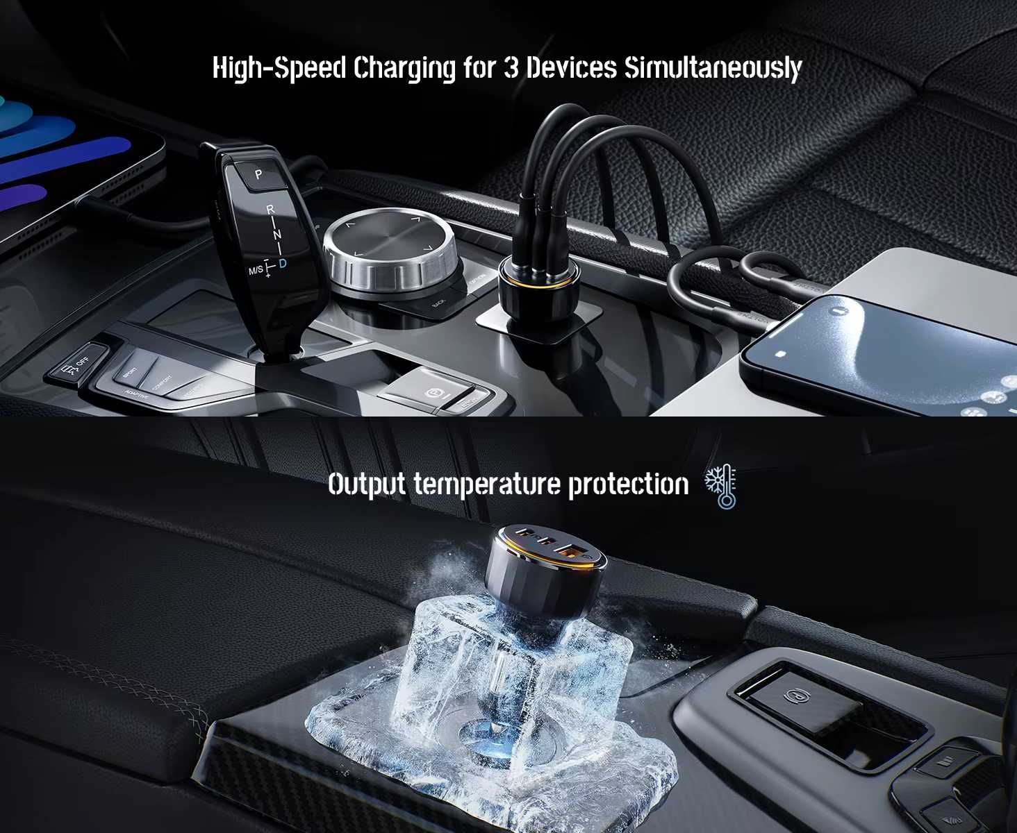 Автомобільні зарядні пристрої VOLTME 65W 2C1A / ASOMETECH 138W 2C1A
