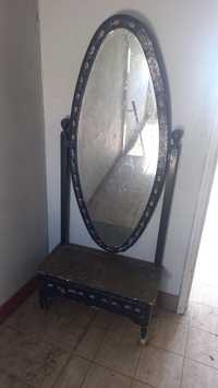 Espelho rotativo com gaveta vintage