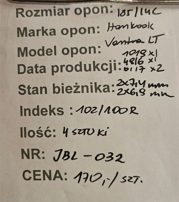 185/80R14C Hankook Vantra LT Wielosezonowe