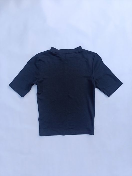 Czarny t-shirt H&M XS damski półgolf krótki