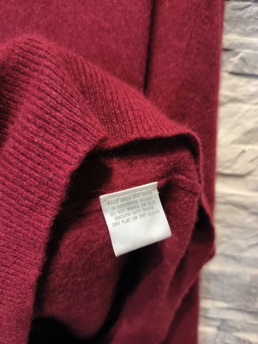 Sweterek Wełniany Kaszmirowy Vintage Bordowy Serek