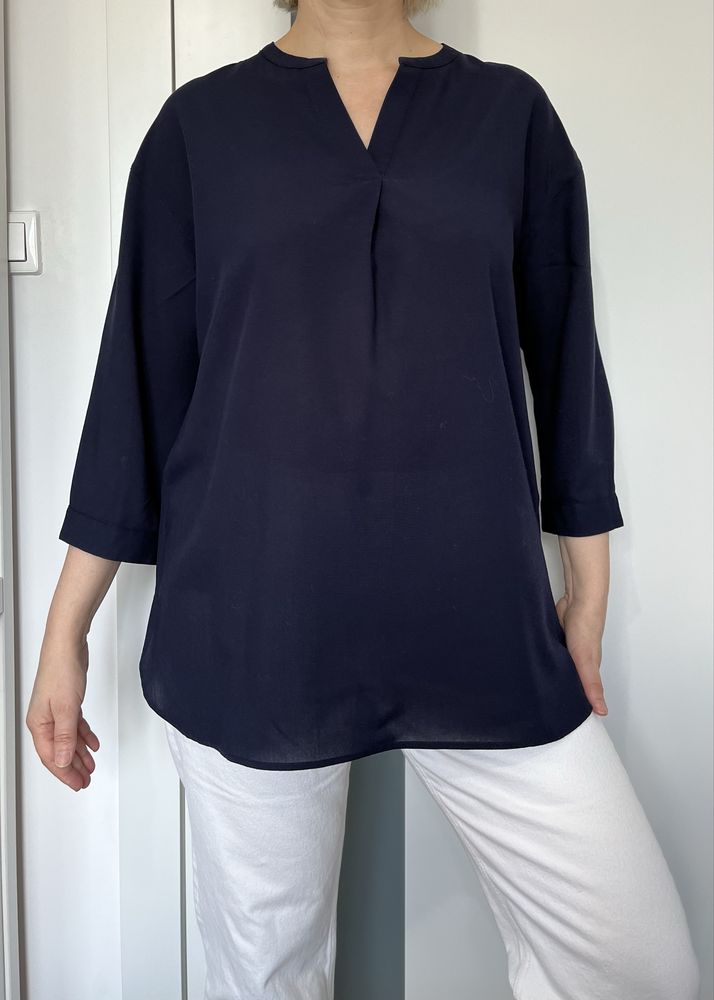 Uniqlo granatowa bluzka koszulowa basic
