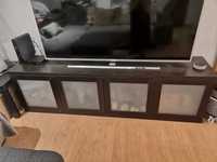 Móvel Tv preto com portas de vidro temperado, em bom estado