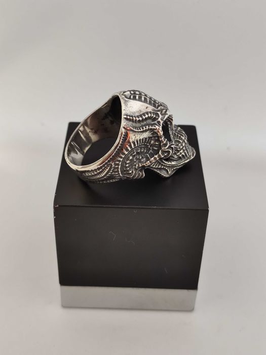 Кольцо череп серебро