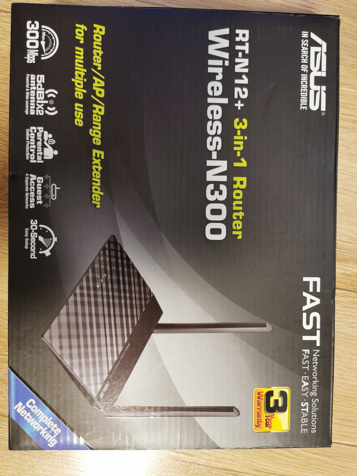 Router, ASUS, Wireless-N300, RT-N12+, Wi-Fi, 300 Mbps,