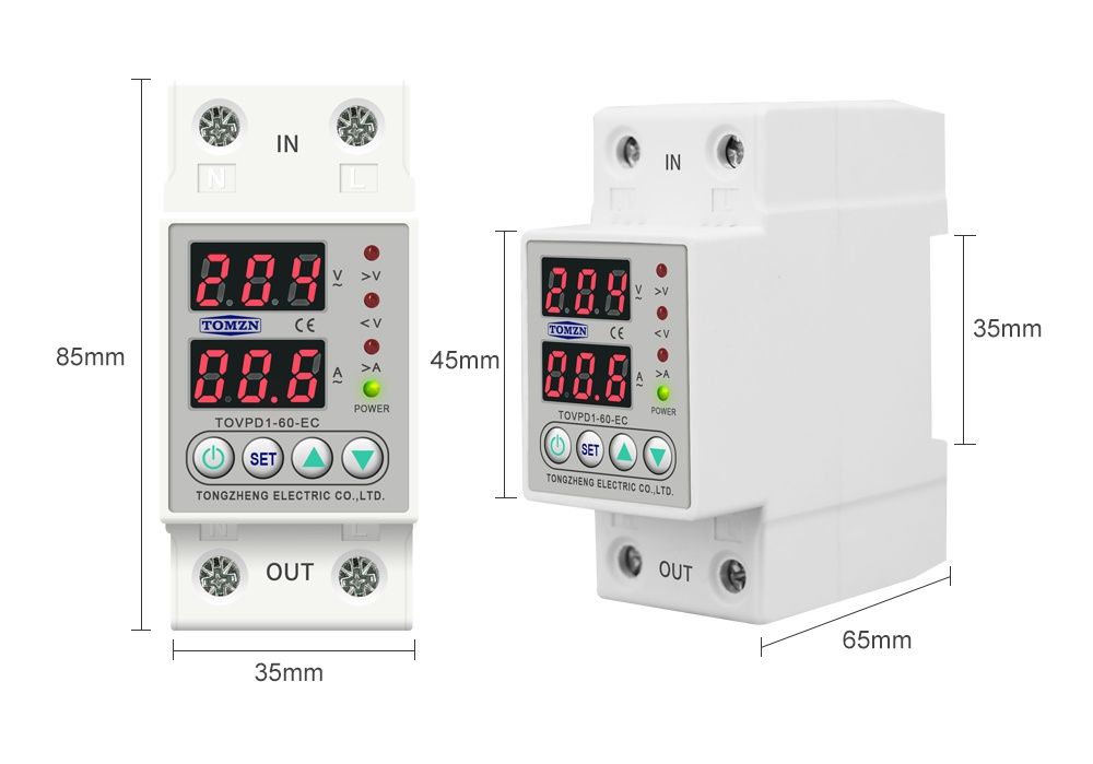 Реле напруги та струму 60A, TOVPD1-60-EC TOMZN