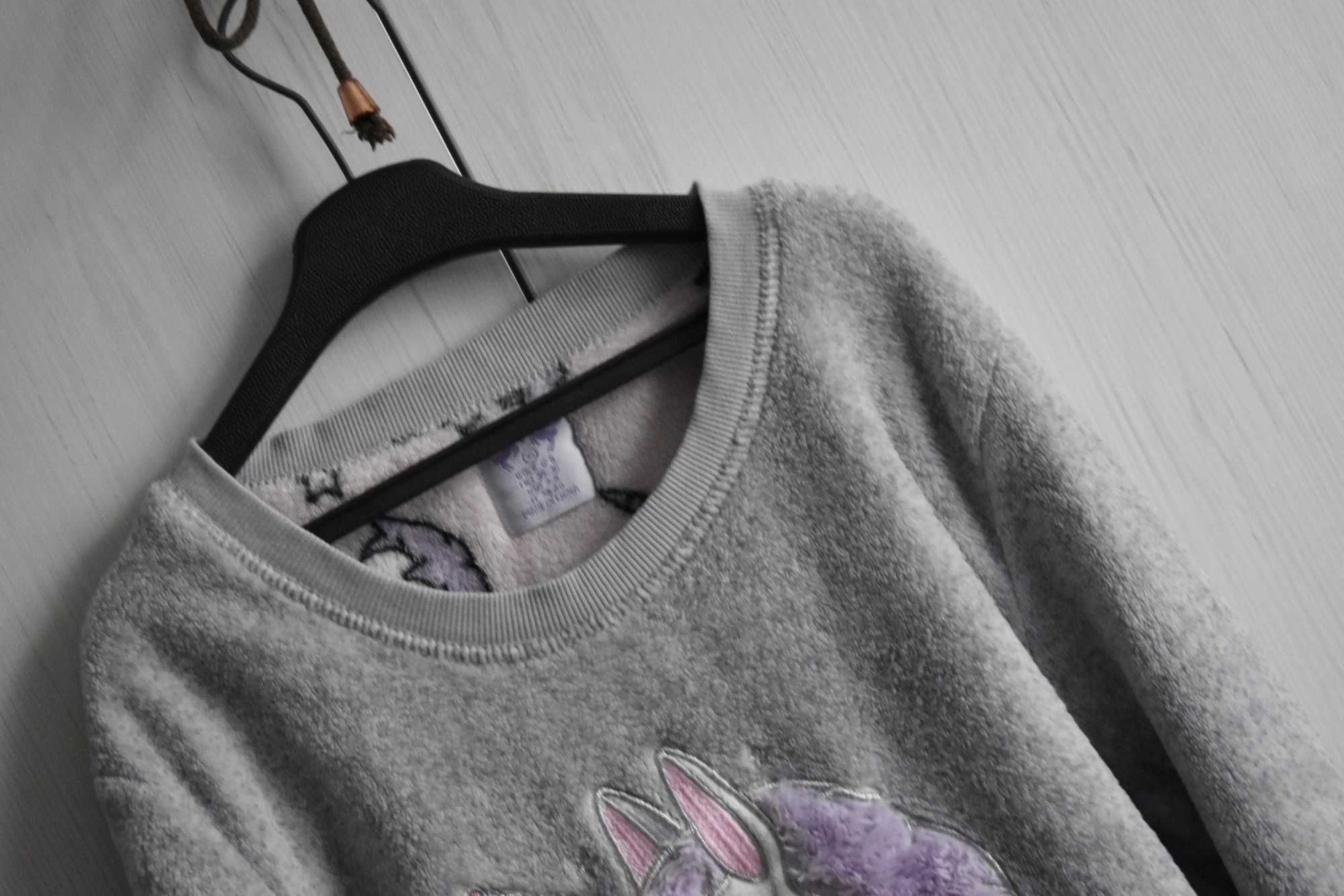 Bluza piżama XS S 34 polarowa unicorn jednorożec ciepła polar szara
