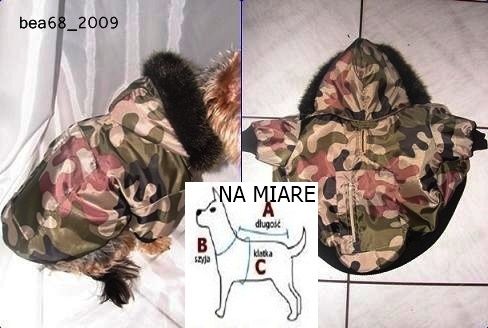 kurtka ubranko moro ,zimowe dla jamnik ,mops .york szyte na miare
