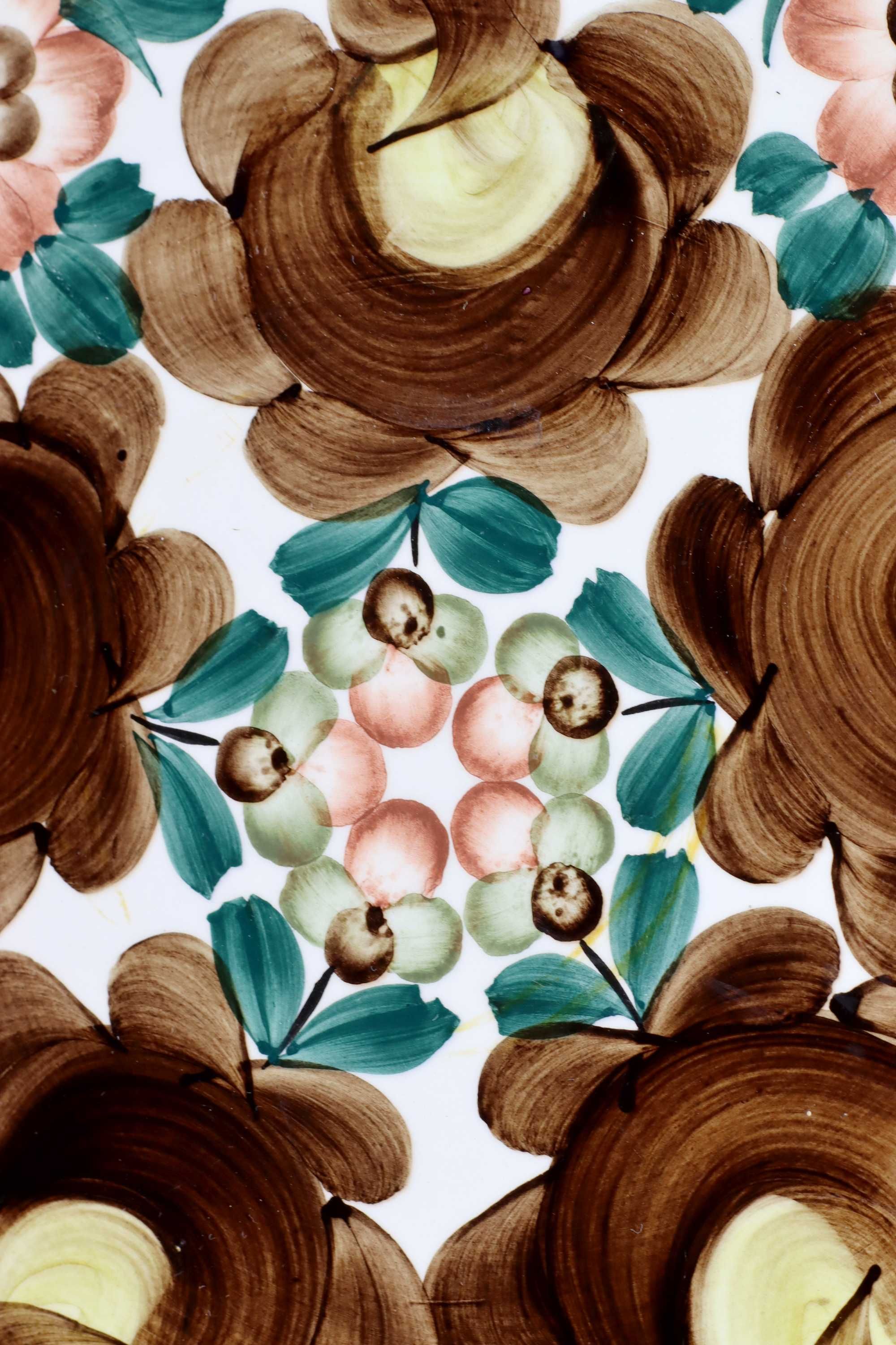 Fajansowa patera z kolorową dekoracją fajans ceramika Koło prl
