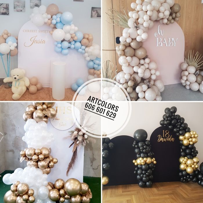 Ścianka balonowa urodziny, roczek, chrzest girlanda balonowa, tło