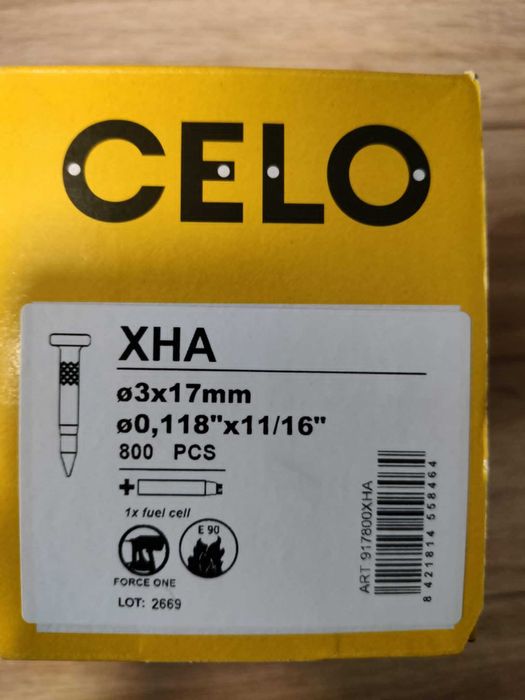 Gwoździe do betonu Celo XHA 17mm + gaz