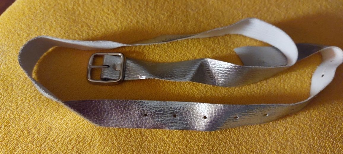Srebrny pasek do spodni 90 cm