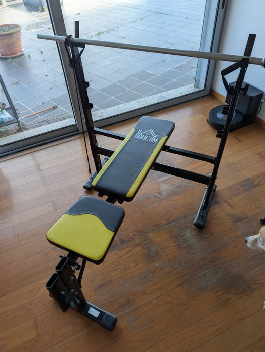 CONJUNTO Banco reclinável + halteres + barra