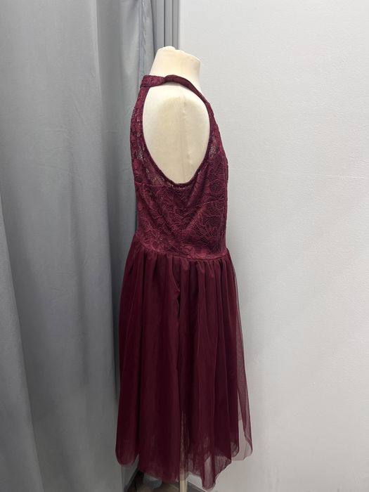 Bordowa sukienka tiulowa roz.XS