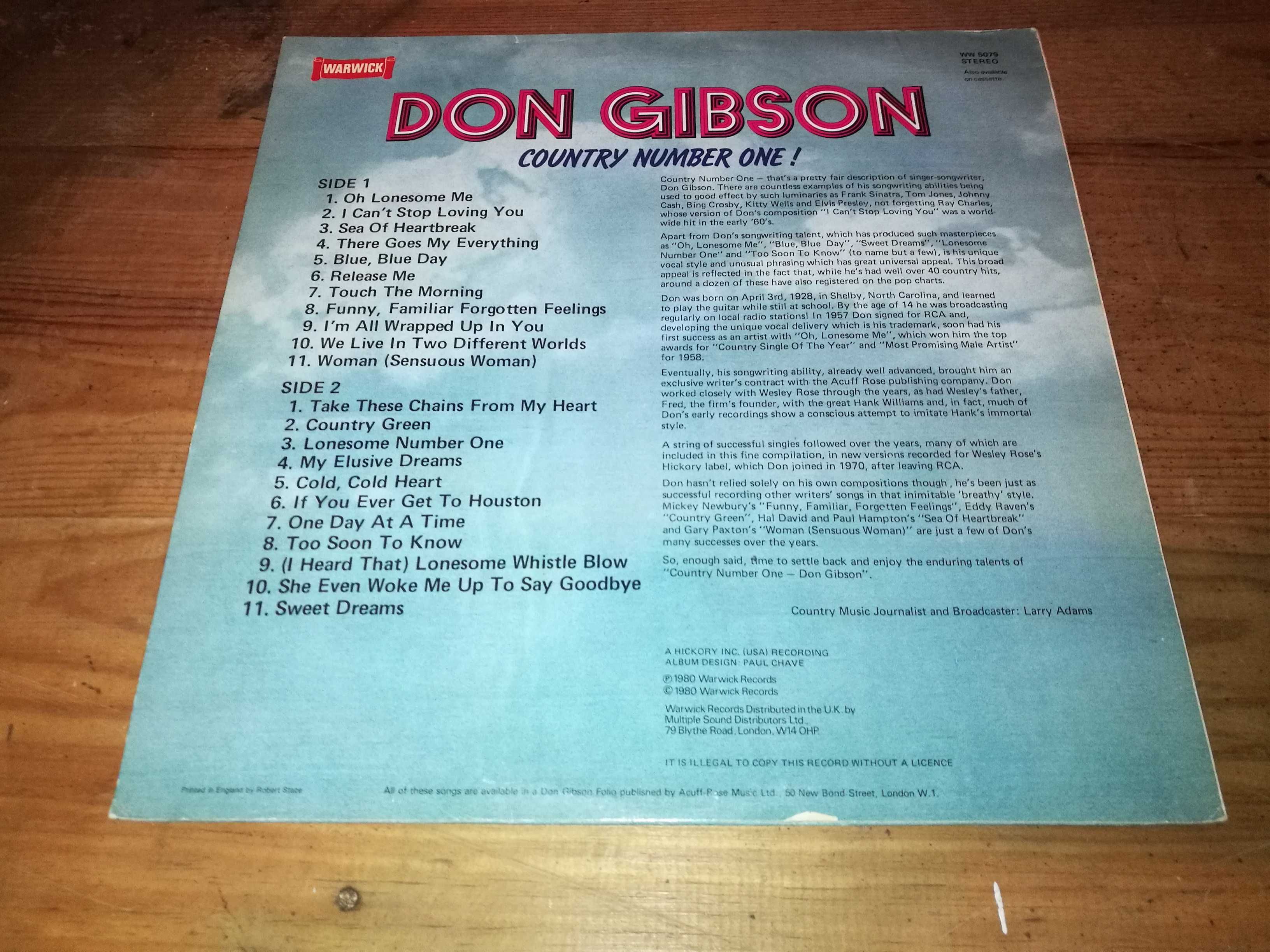 DON   GIBSON (country music) - Country Numer one! LP