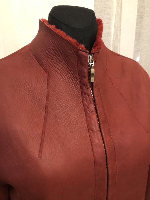 Burgundowy  naturalny kożuszek Rena Lange