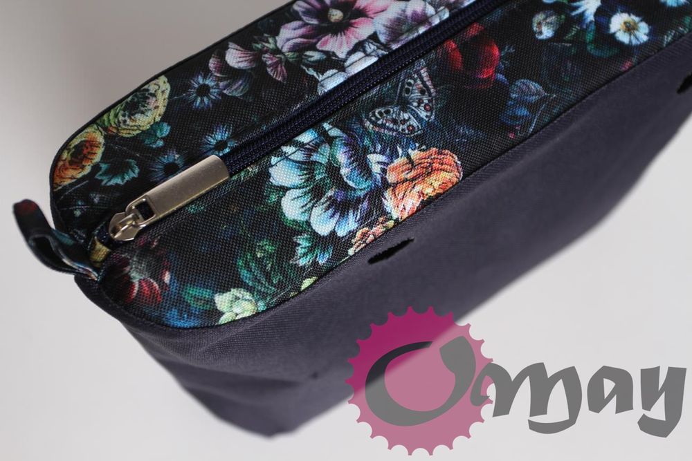 Granatowy organizer OBAG MINI ogród kwiaty 2 kieszenie wkład OMAY