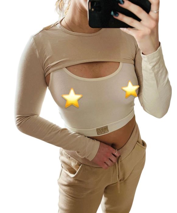 Bluzka łączona top długi rękaw H&M