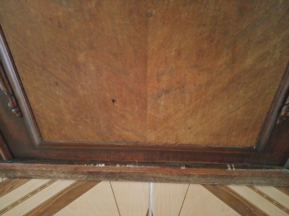 Stylowy kredens komoda z nadstawką wysuwany blat z marmurem