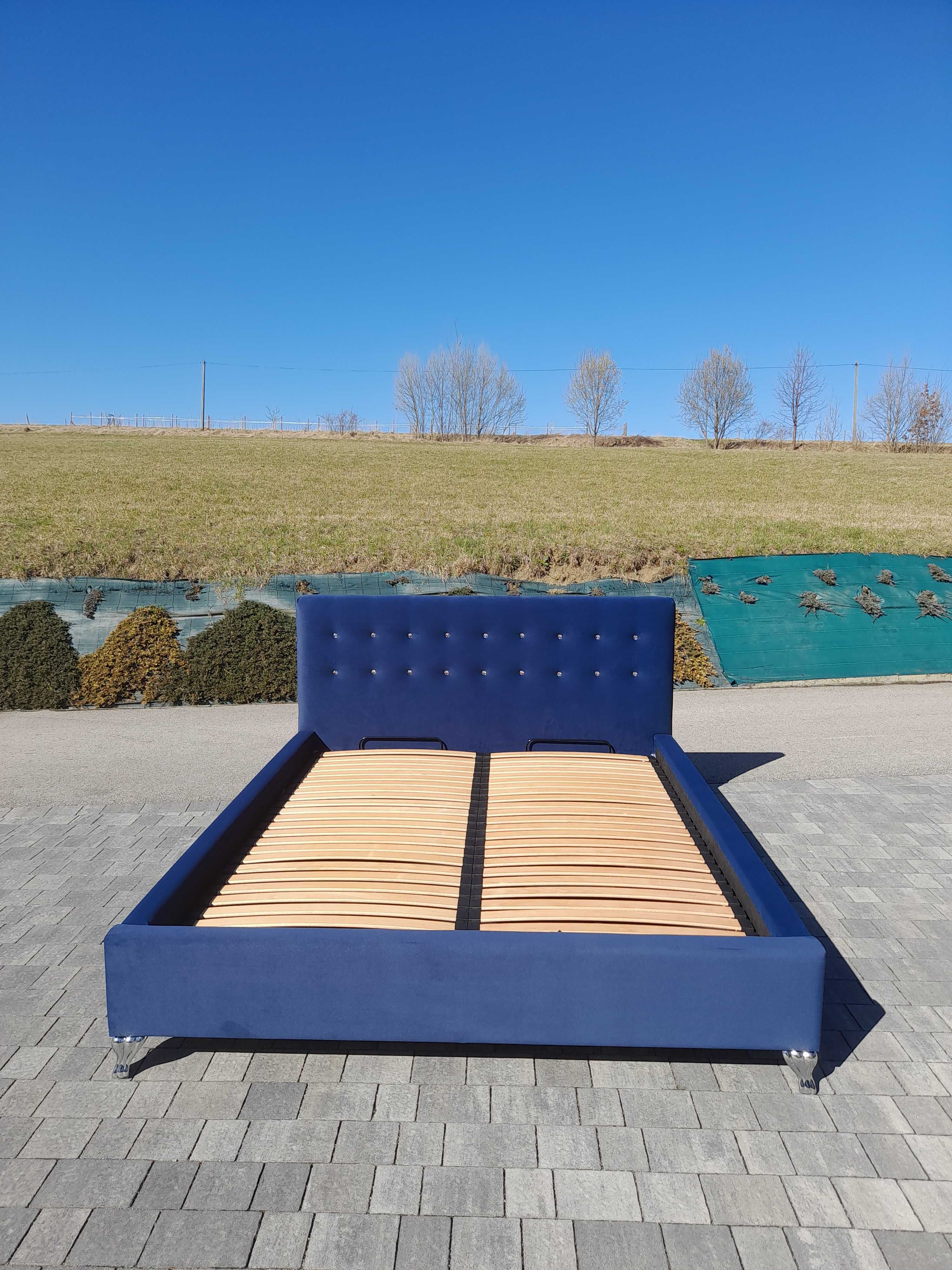 Łóżko JAK NOWE 3 kolory tapicerowane MATT Velvet stelaż 160x200 pojemn