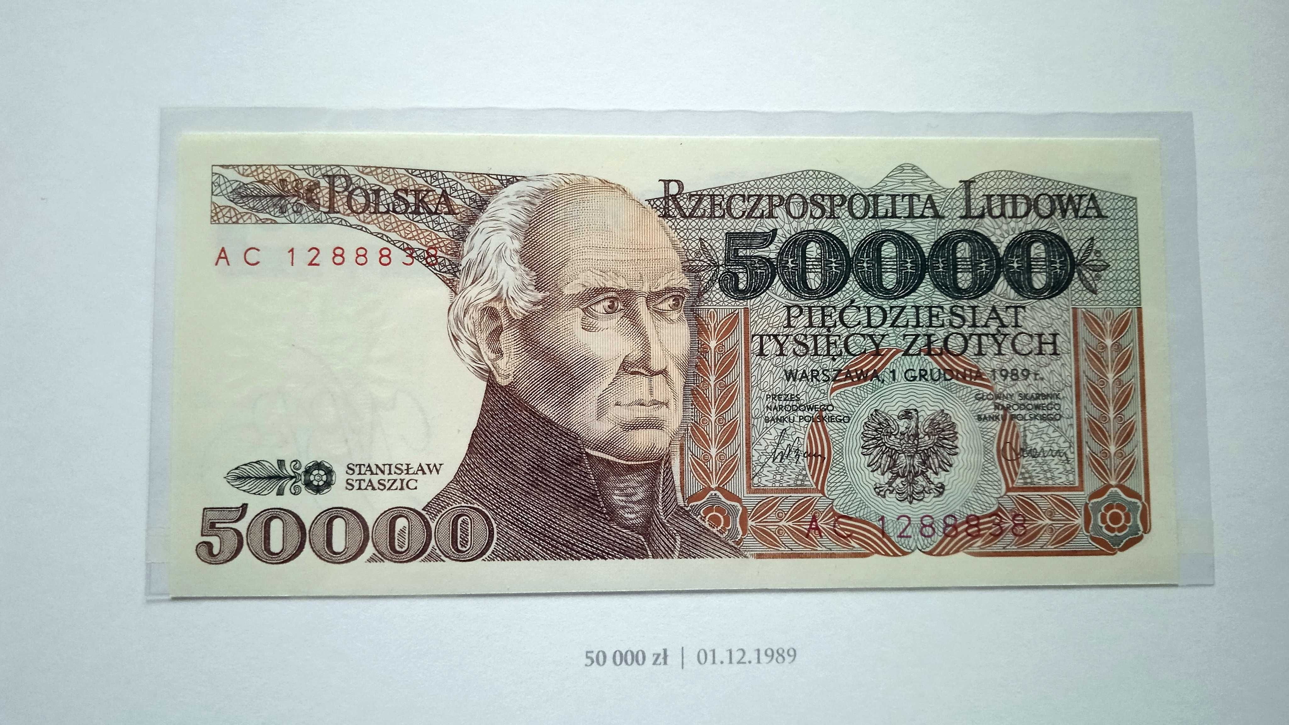 Banknot PRL   50000 zł   1989    AC   st.1 UNC