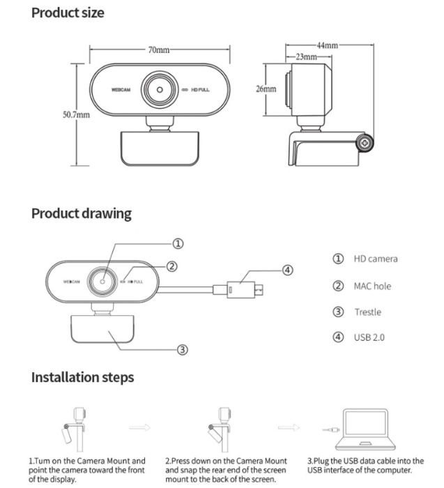 Webcam Full HD 1080p c/ Microfone