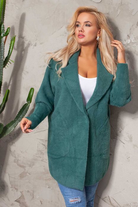 Alpaka płaszcz jasna butelkowa zielen