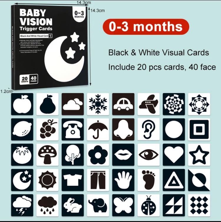 Контрастні картки для малюків, Монтессорі, нові