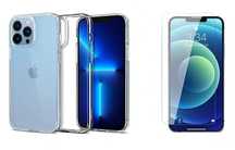 Etui Spigen Ultra Hybrid Crystal Clear + Szkło Płaskie do iPhone 13 Pr