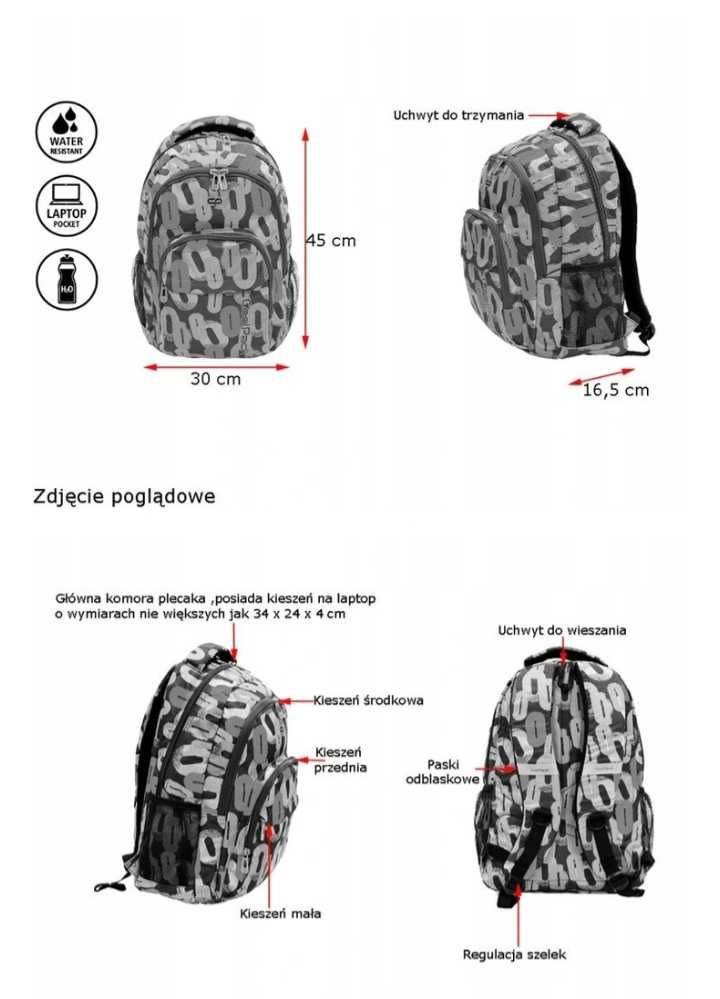 Komfortowy porządny duży plecak szkolny Coolpack Basic