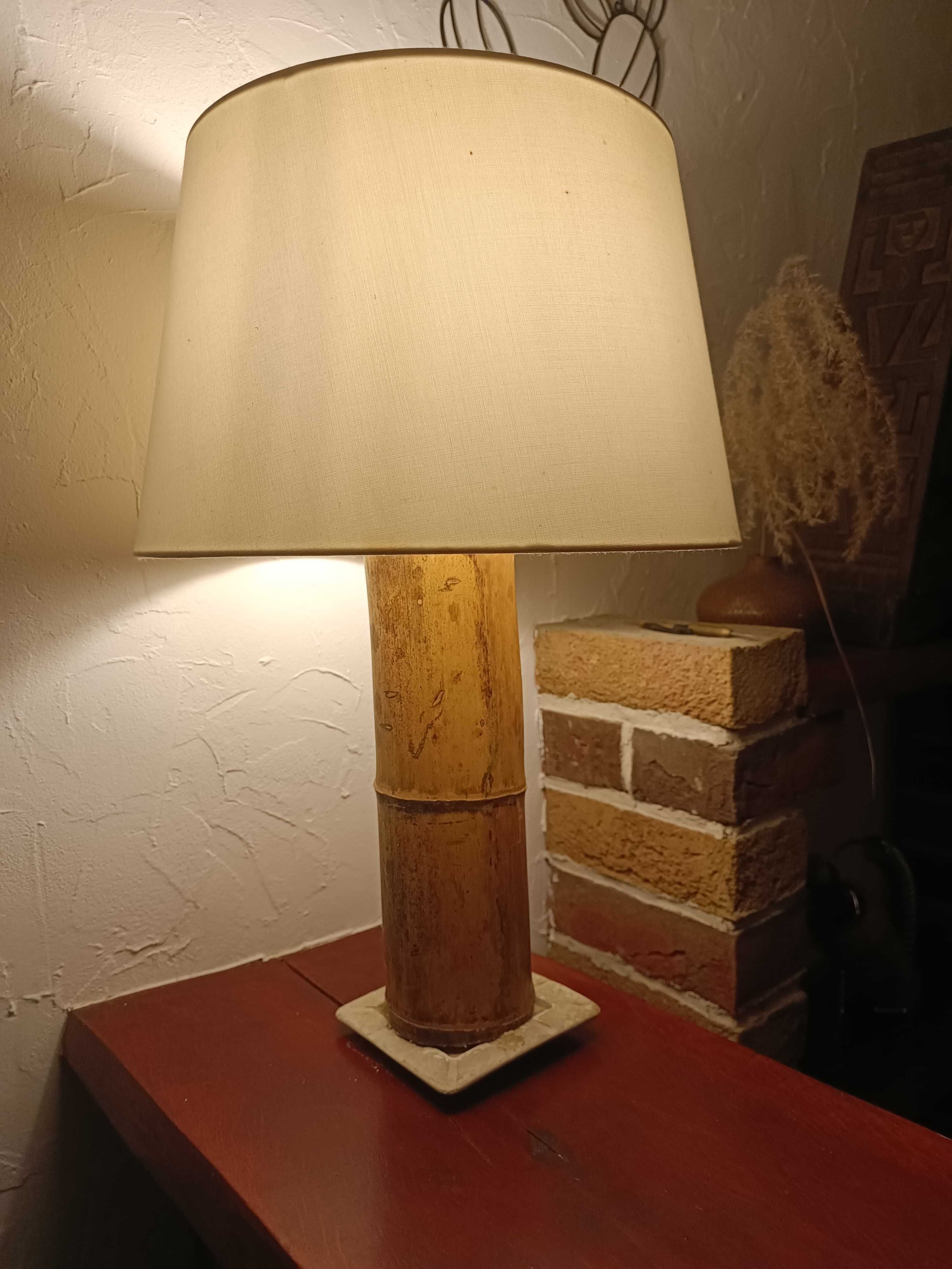 * HIT *Lampa z drewna bambusa z kloszem oryginalna własnoręczna