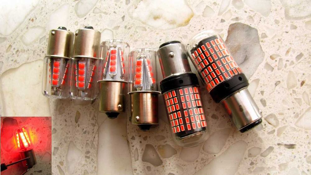 Żarówki samochodowe P21W - LED - komplet czerwone 6szt tył + Stop