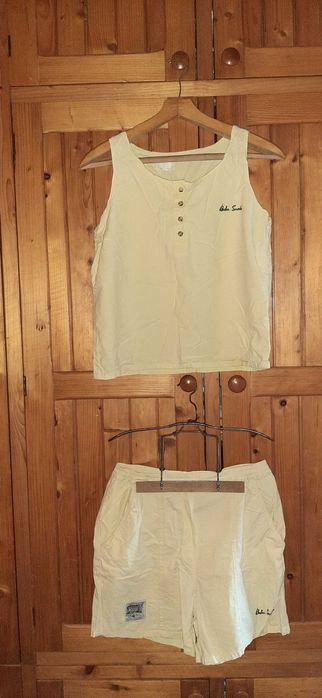 Komplet damski rozmiar 40 żółty bawełna lato szorty top