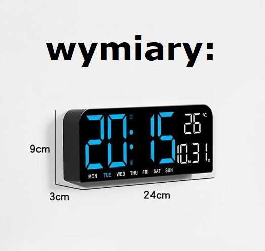 Zegar LED Pomarańczowy Biurkowy Ścienny Alarm Termometr Minutnik