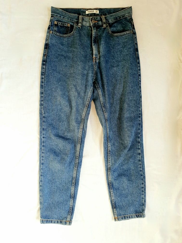 Mom jeans Pull&Bear spodnie jeansy z wysokim stanem S 36