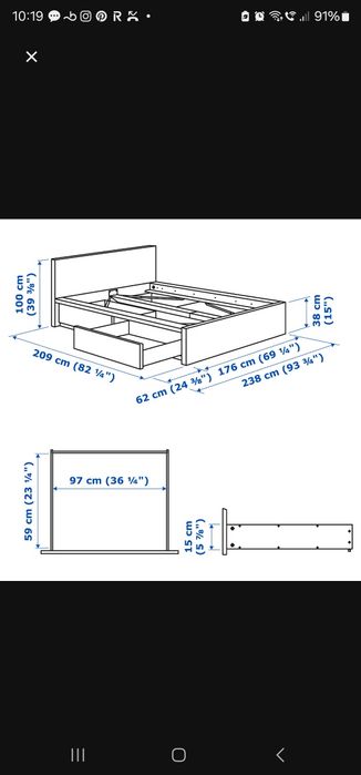 Łóżko MALM z 4 szufladami +2 szafki nocna