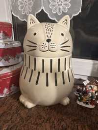 Porcelanowy/ceramiczny  pojemnnik kot