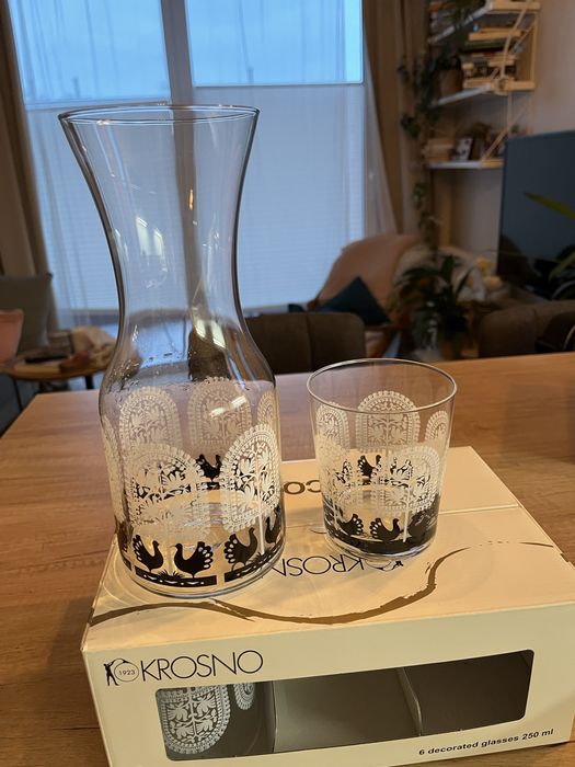 Karafka + 5 szklanek Krosno