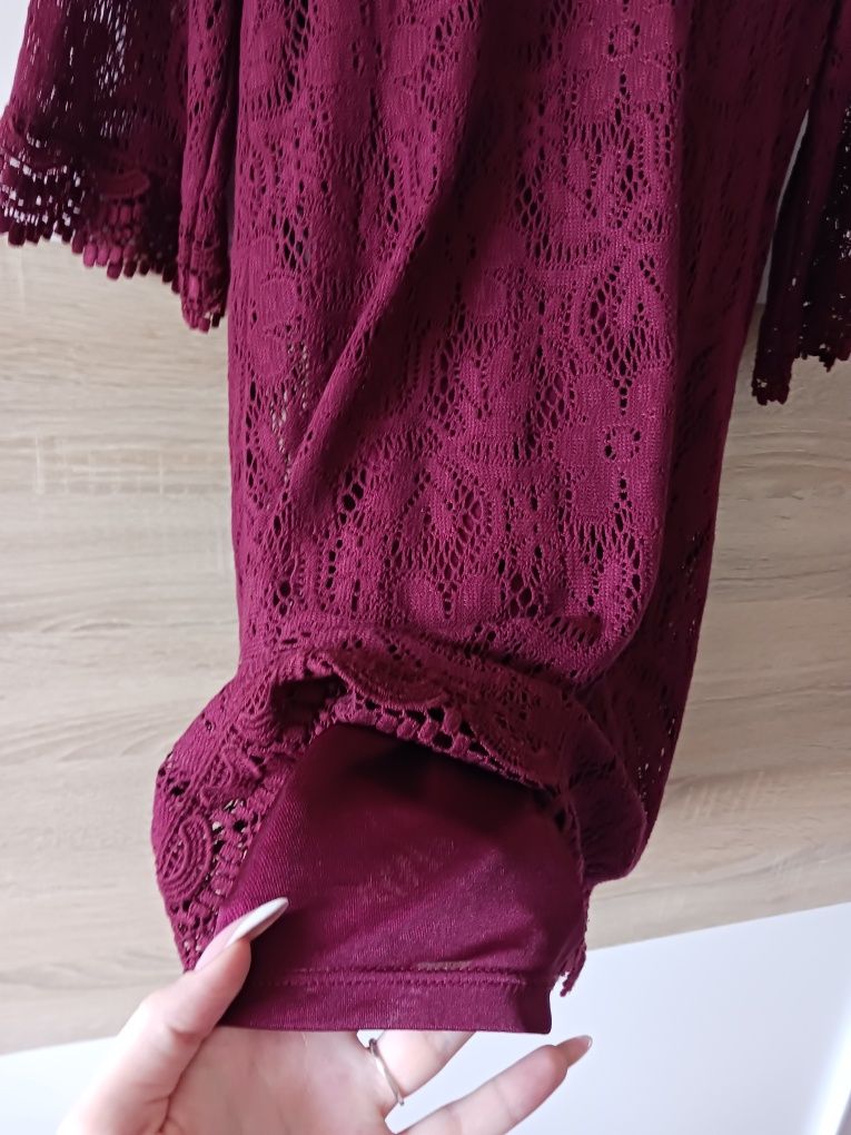 Piękna bordowa koronkowa sukienka h&m divided rozmiar 38 m