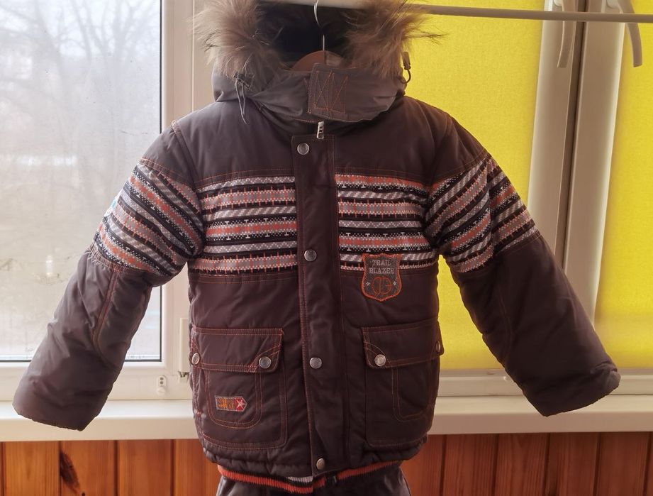 Зимова куртка комплект трійка на хлопчика комбінезон