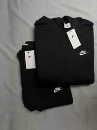 Nowy czarny komplet dresowy Nike Club Fleece bluza + dresy