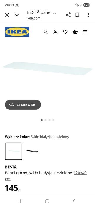 Szklany blat  panel ikea besta biały/jasnozielony szt.2