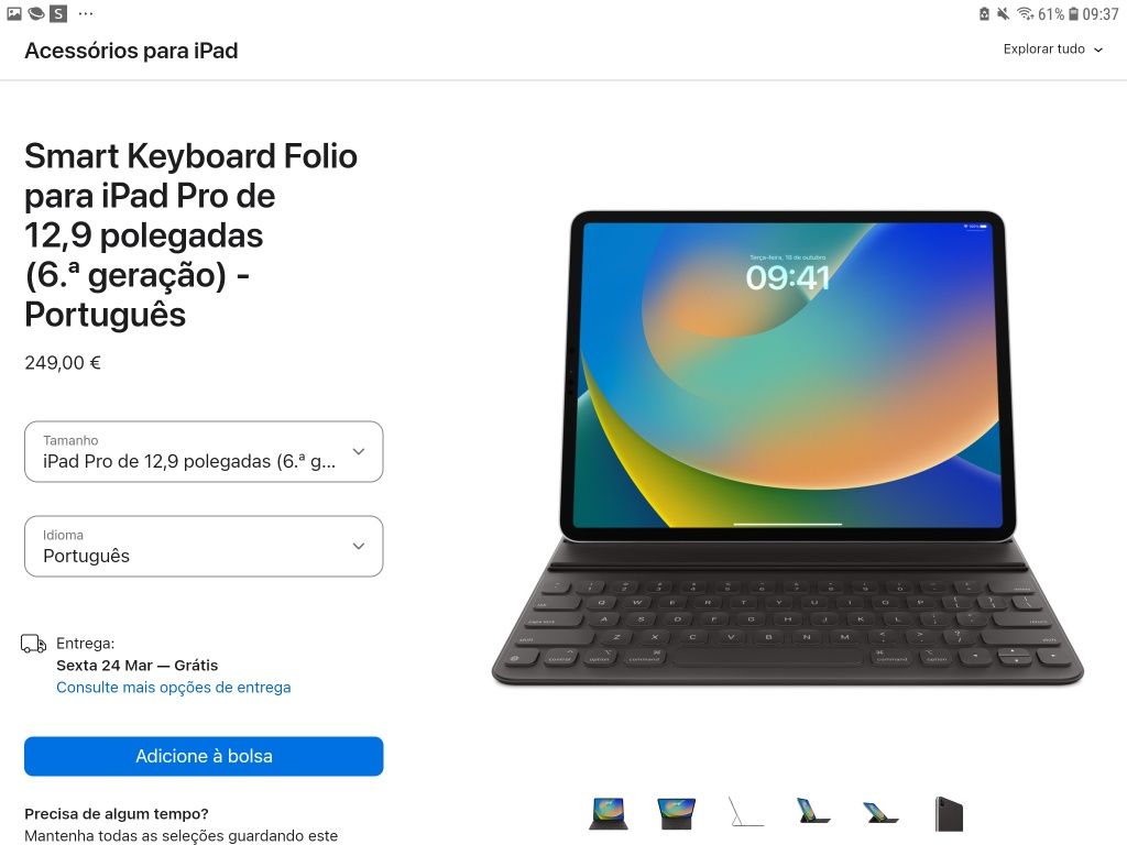 smart keyboard folio para ipad pro novo selado