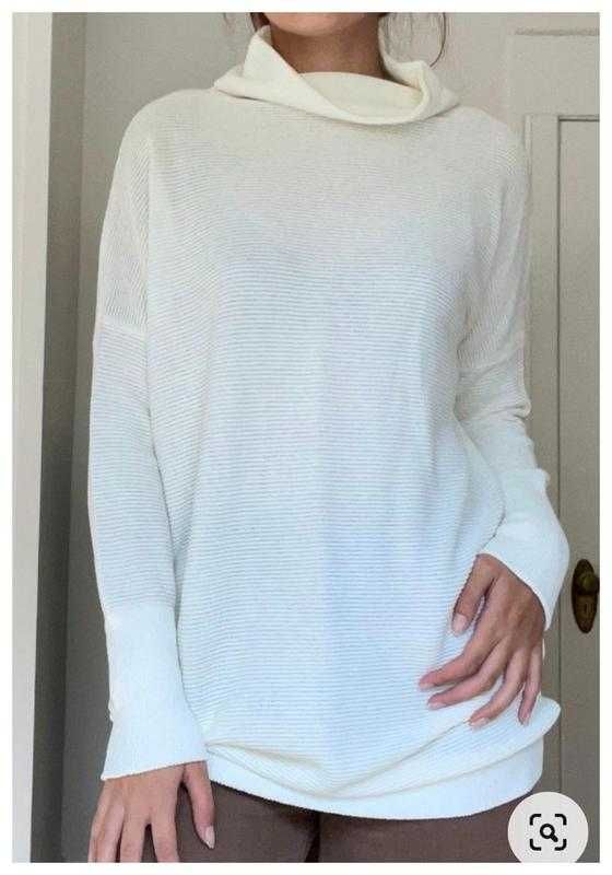 Белый свитер с горловиной свободный в рубчик Marks&Spencer, р.  L/XL