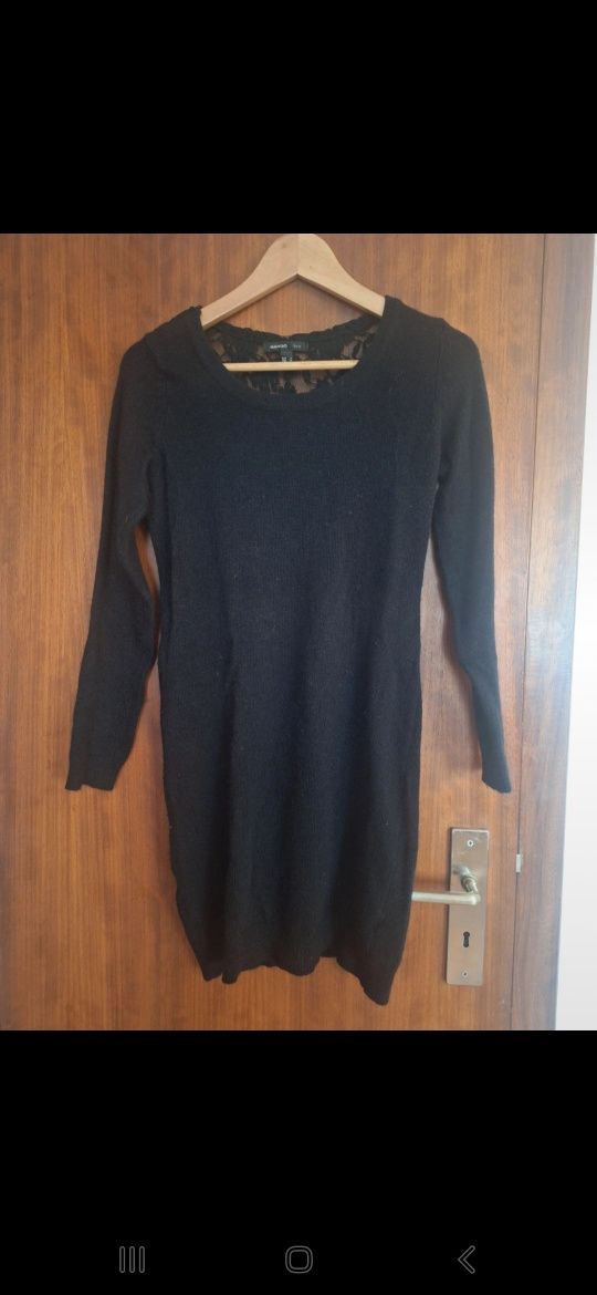 Vestido preto de lã novo da Mango , tamanho S