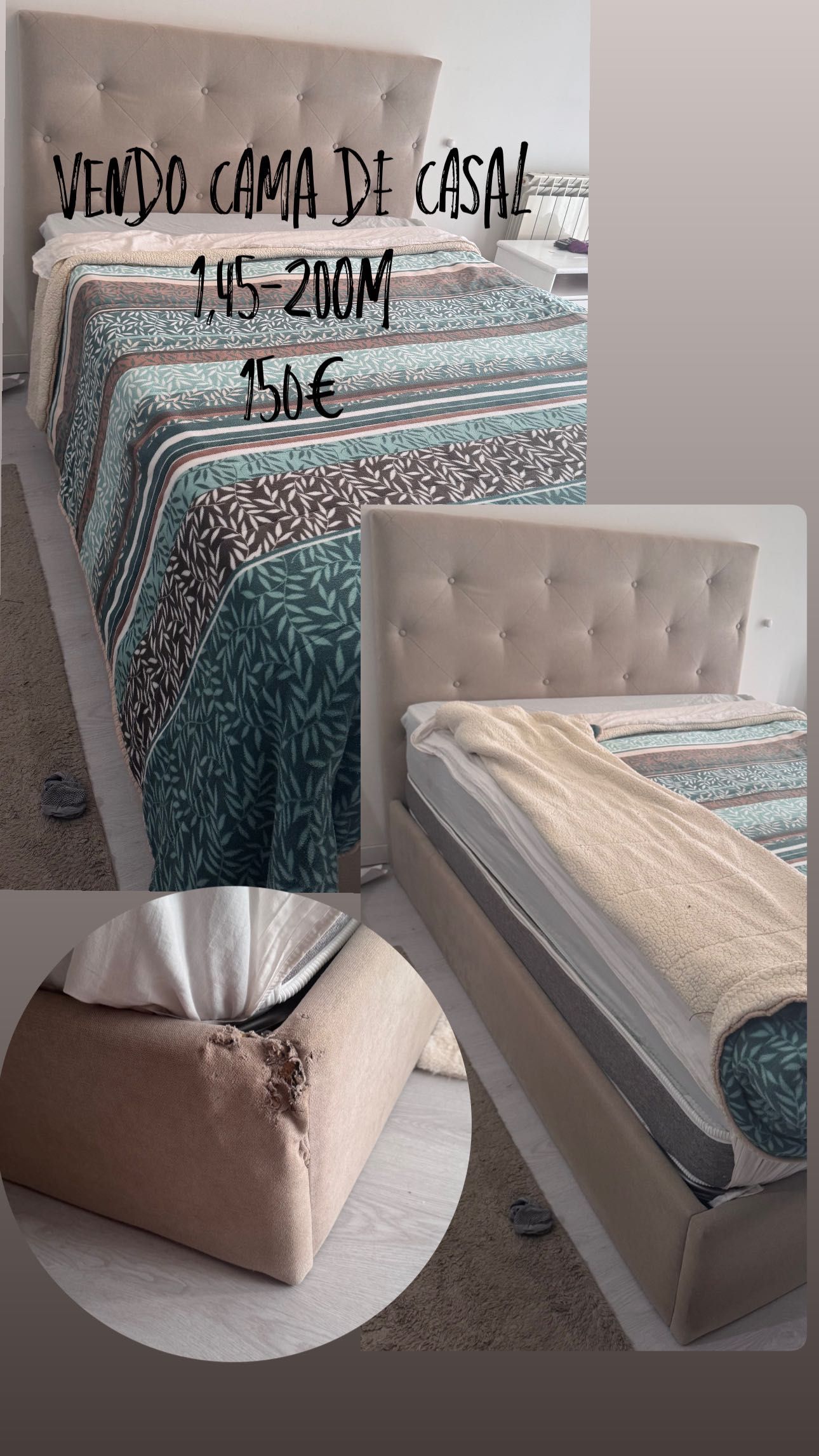 Estrutura de cama com colchão