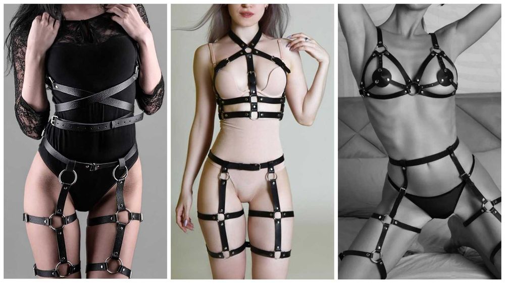 Сексуальные гартеры, эротическое белье кожа портупея, еротична білизна