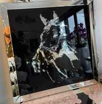Szklany lustrzany obraz z kryształkami glamour xxl